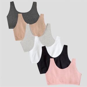 Fruit of the Loom Tank Style Cotton Sports Bra - 6pack